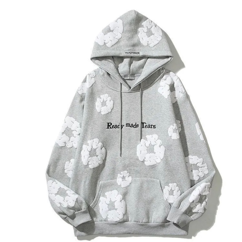 New DENIM TEARS Foam printed hip hop graffiti hoodie unisex sweatshirt size L